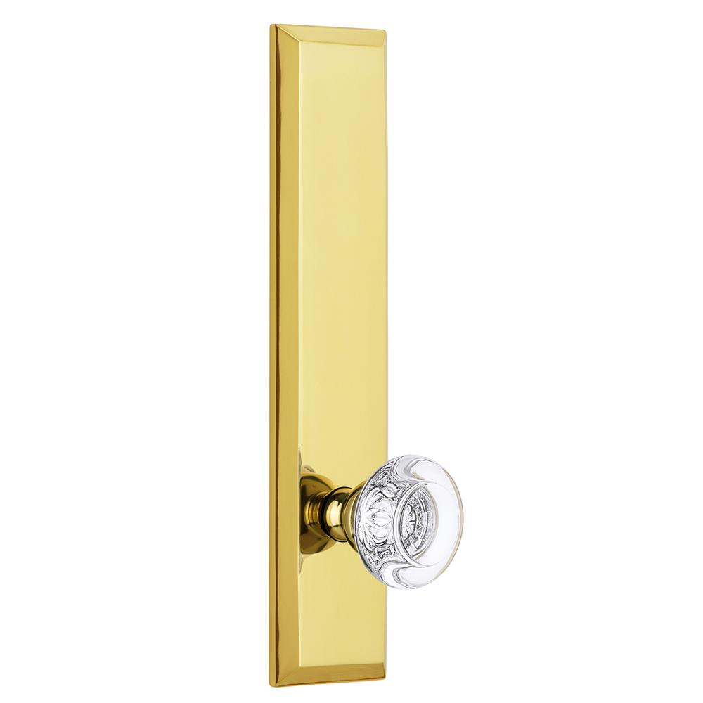 Grandeur by Nostalgic Warehouse FAVBOR Fifth Avenue Tall Plate Privacy with Bordeaux Knob in Lifetime Brass